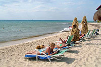 Sun and Sand at Carlos N Charlie's Beach Club, Cozumel Mexico